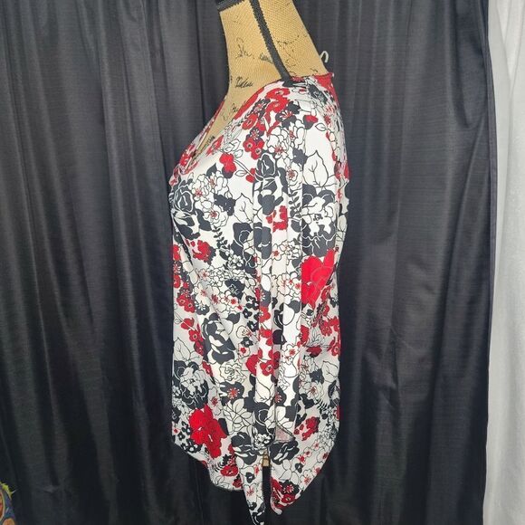 Vintage 90s Y2K Boho Floral Bell Sleeve Asymmetrical Hippie Top - Picture 7 of 12